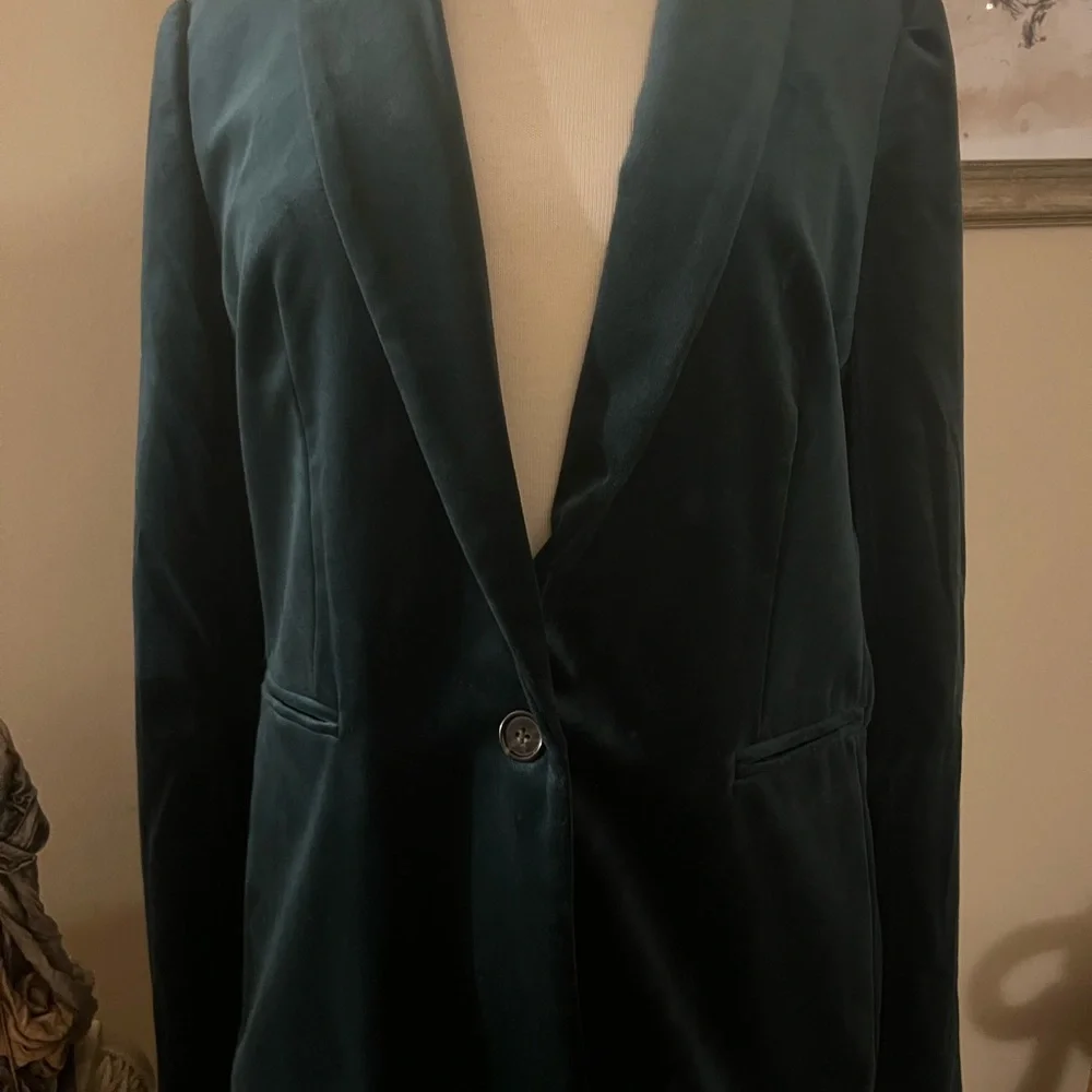 J Crew Women's Green Velvet Blazer Parke One button Size 14T NWT - Picture 11 of 11